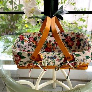 Longaberger Market Basket Double Swing handles Garden Splendor Cottage Core